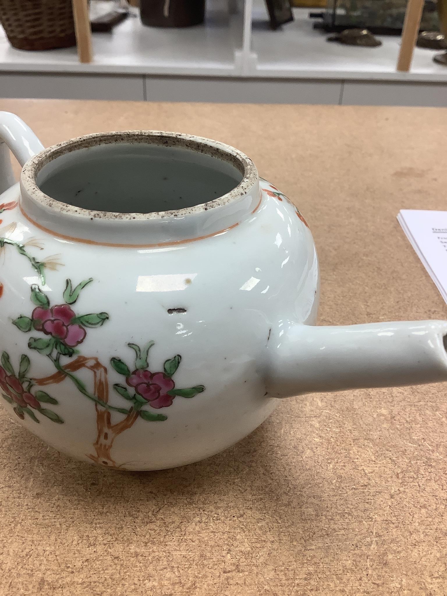 An 18th century Chinese famille rose teapot and associated cover 13cm